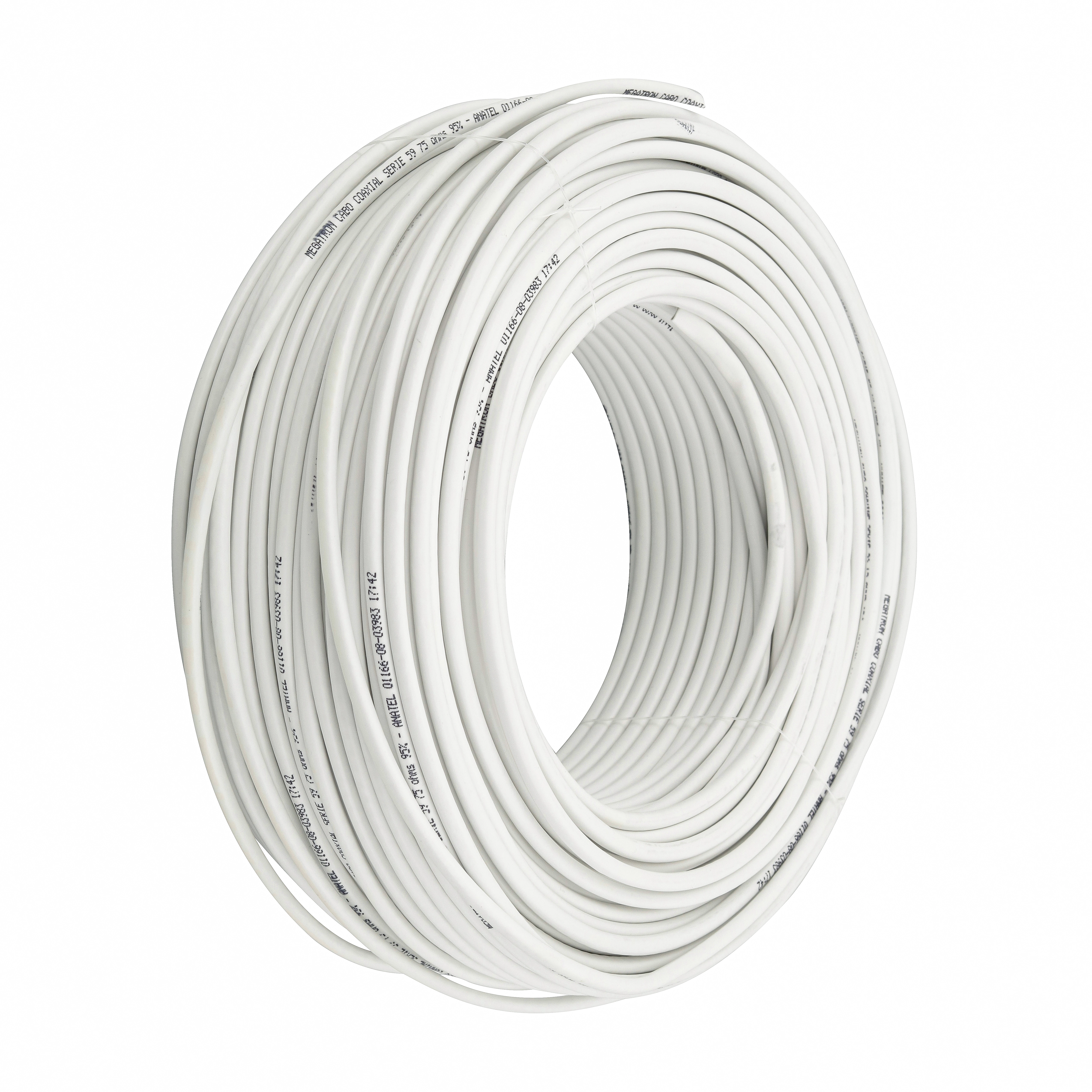 Cabo Coaxial RGC 59 95% 100 Metros Branco Megatron