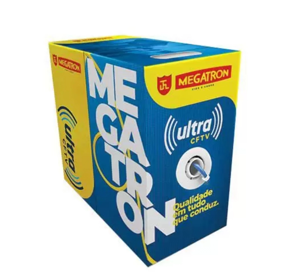 Cabo De Rede Cftv Alarme 24awg Ultra Alarm Megatron 4 Pares Preto - 2790 - Caixa Com 300 Metros