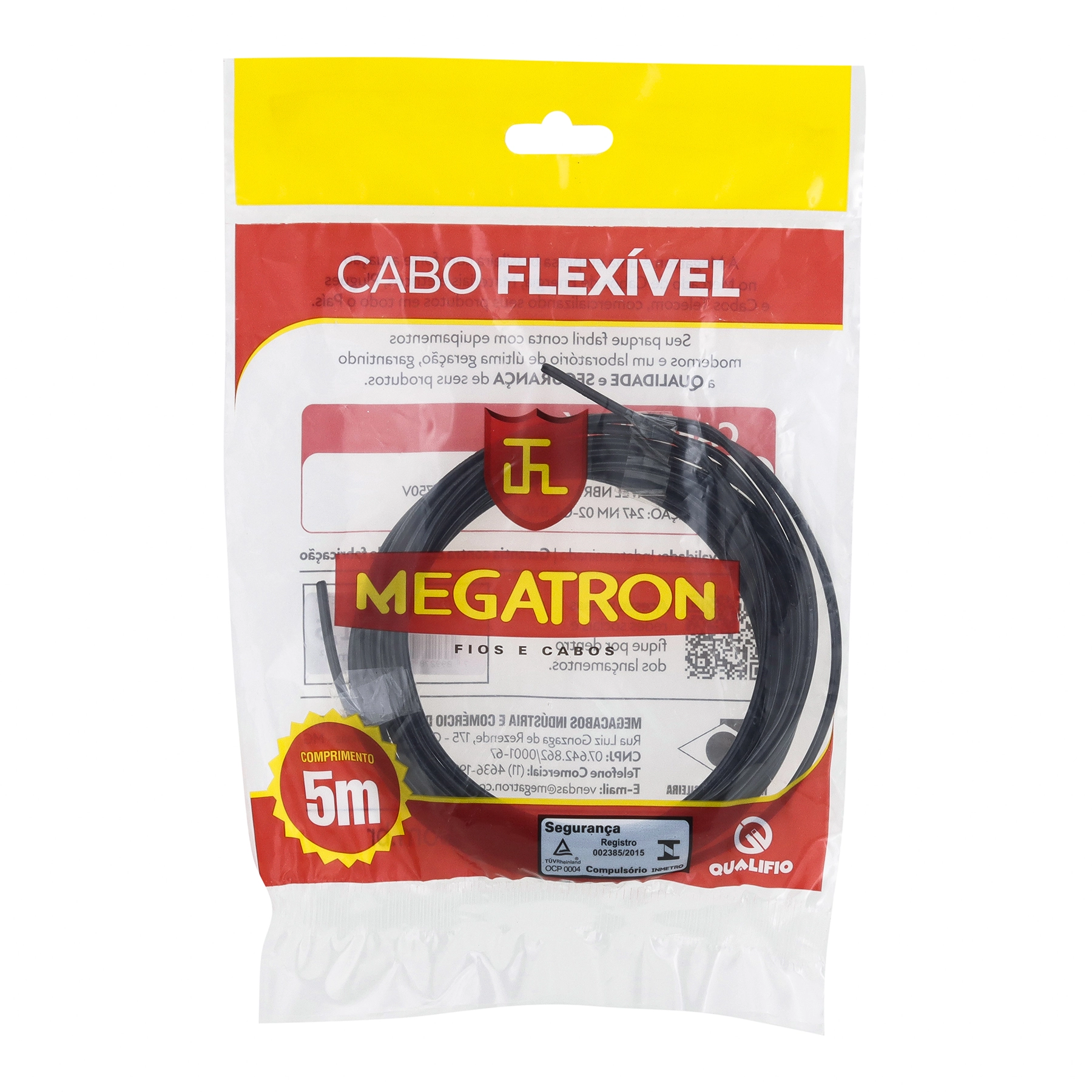 Cabo Flexível 1,5mm 5m Preto Megatron