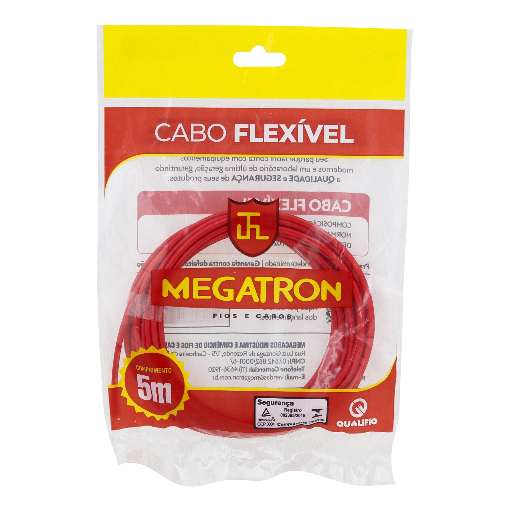 Cabo Flexível 2,5mm 5m Vermelho 750V Megatron