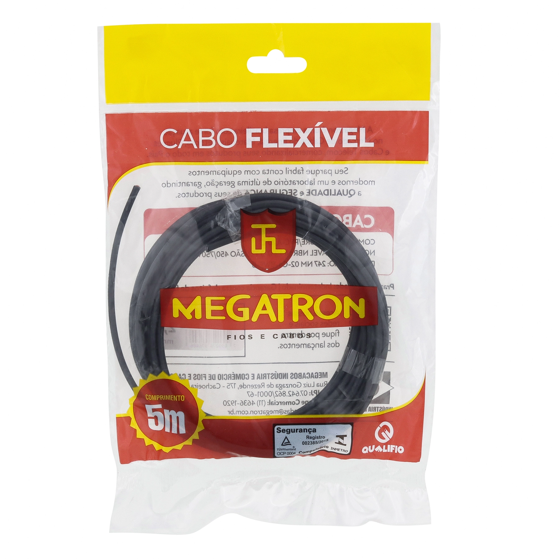 Cabo Flexível 2,5mm 5m Preto Megatron