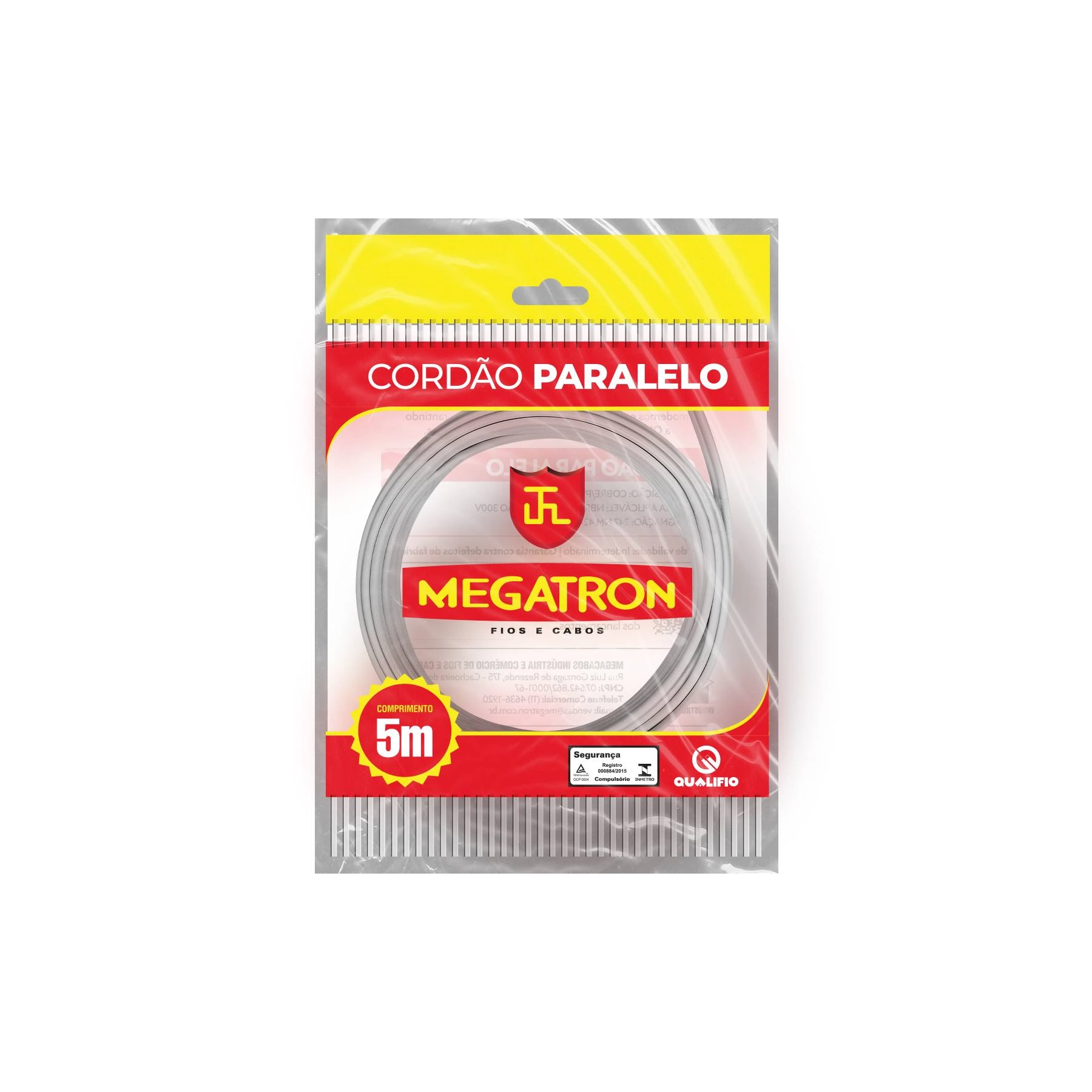 Cabo Paralelo 2x1,5mm 5m Branco Megatron