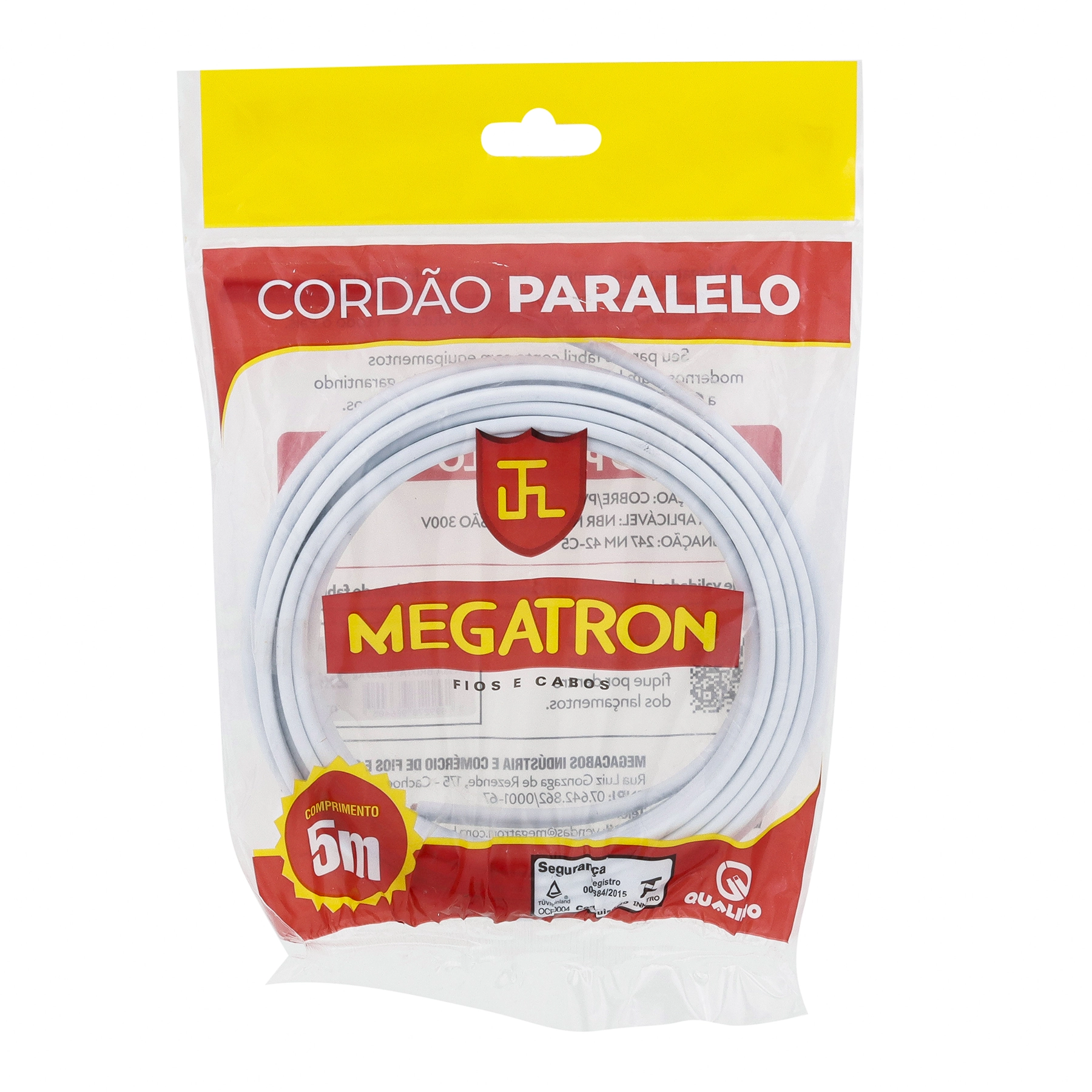 Cabo Paralelo 2x2,5mm 5m Branco Megatron