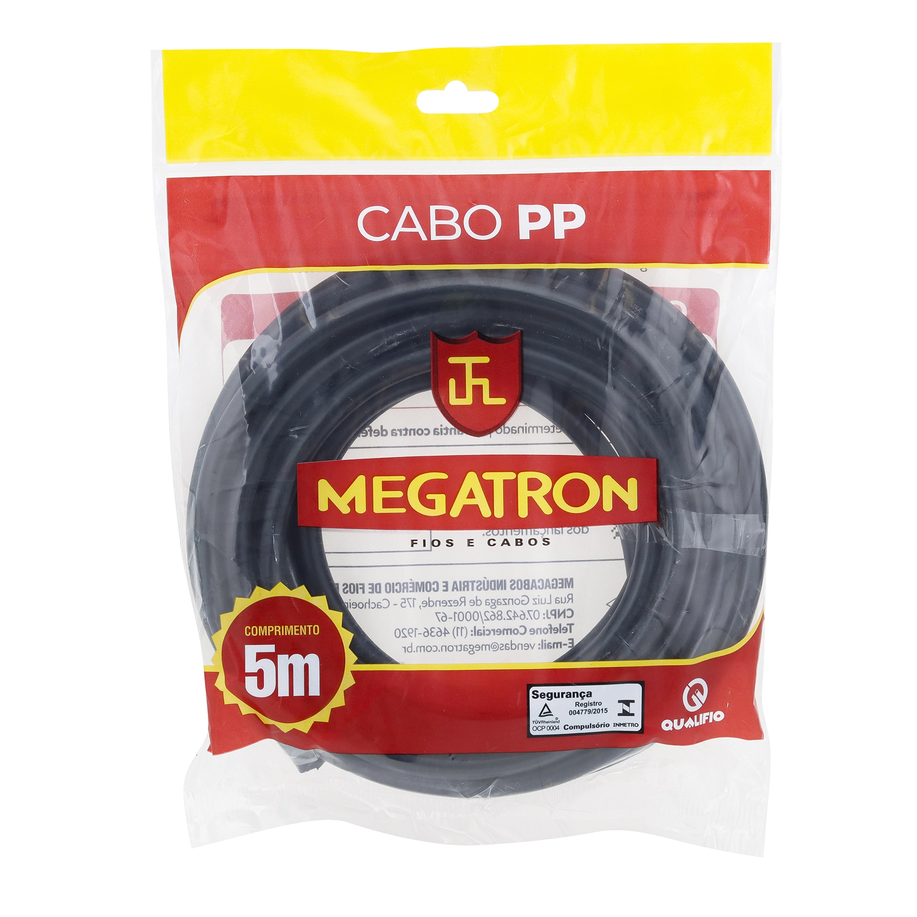 Cabo Flexível PP 3x2,5mm 5m Preto Megatron