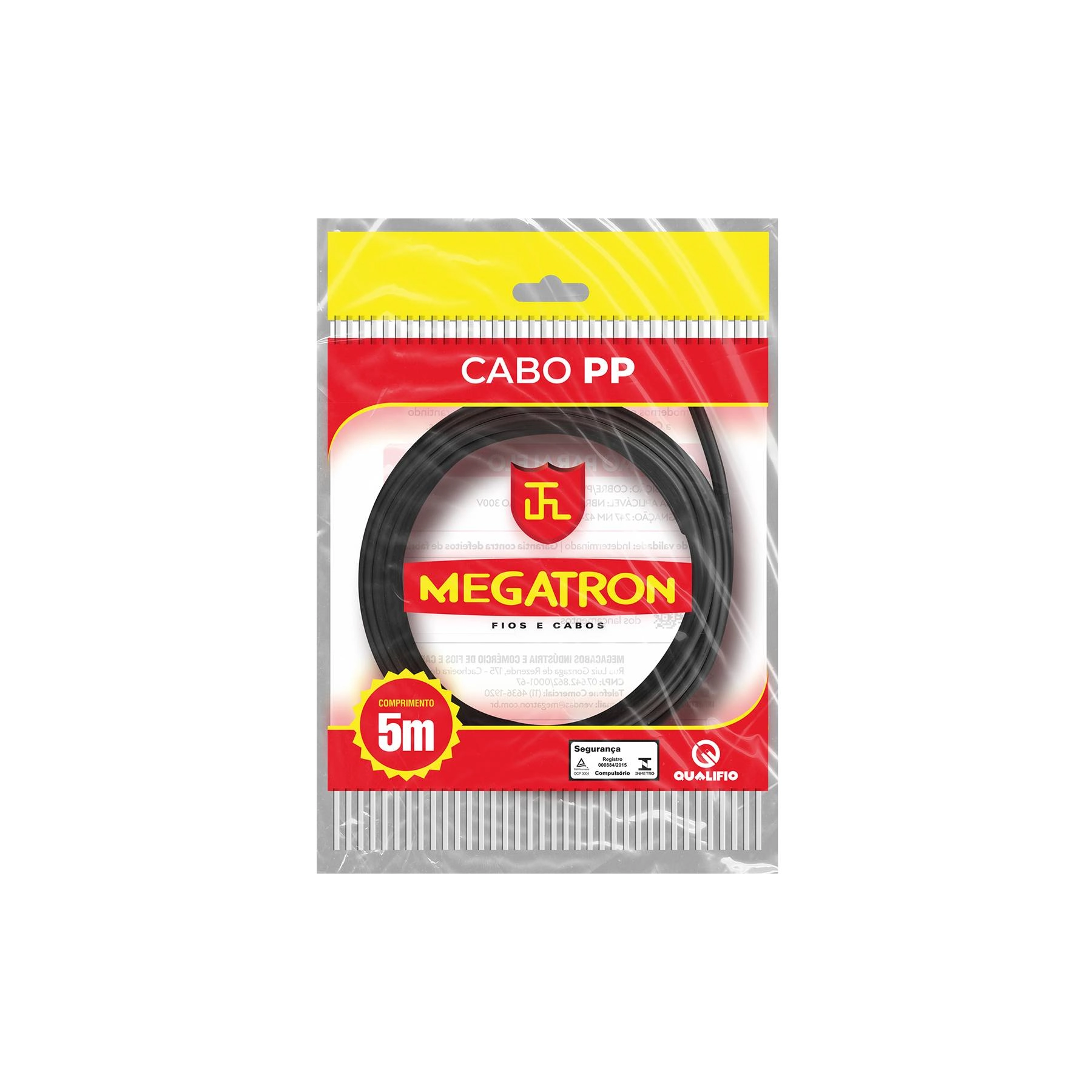 Cabo Flexível PP 3x1,5mm 5m Preto Megatron