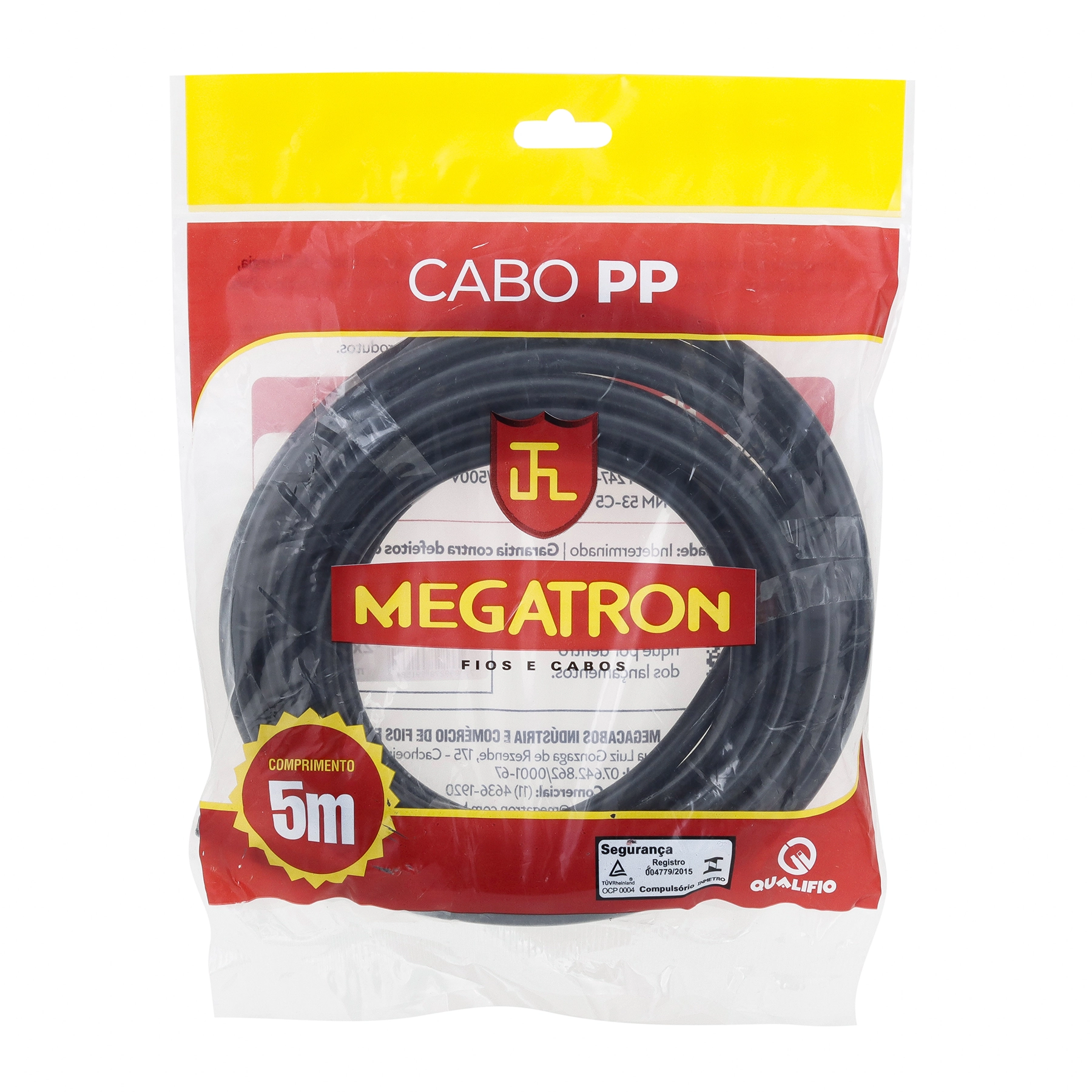 Cabo Flexível PP 2x2,5mm 5m Preto Megatron