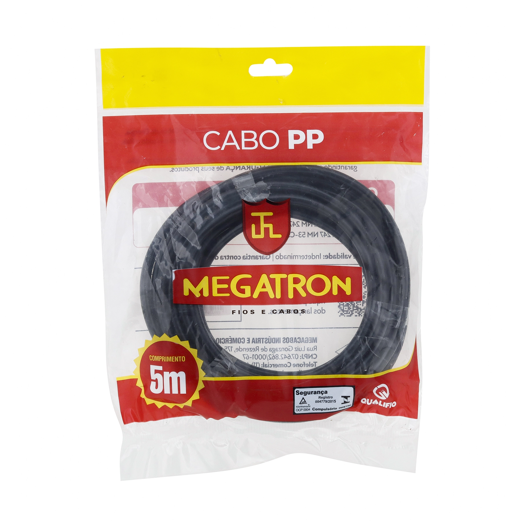 Cabo Flexível PP 2x1,5mm 5m Preto Megatron