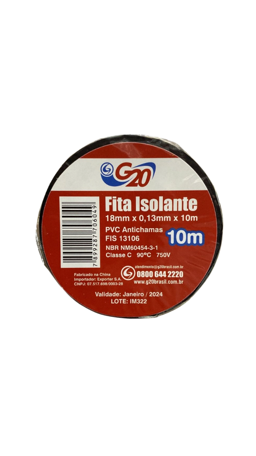 Kit 10 Fita Isolante Uso Geral Preta G20