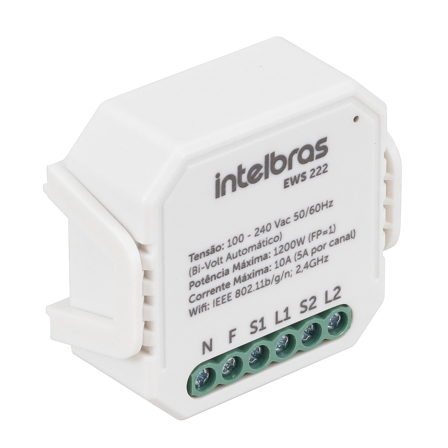 Interruptor Mini controlador smart Wi-Fi com entrada para 2 interruptores Intelbras EWS 222