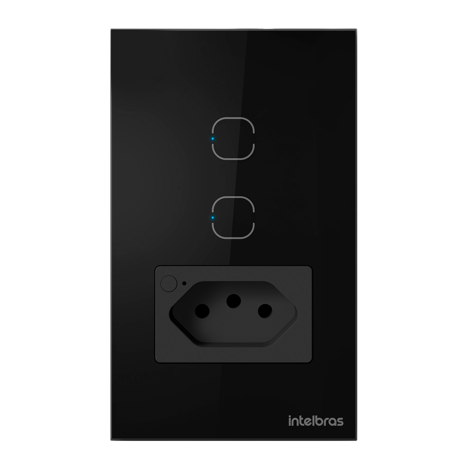 Tomada com Interruptor Inteligente 2 Teclas Wi-Fi 10A Preta Intelbras ETS 2002