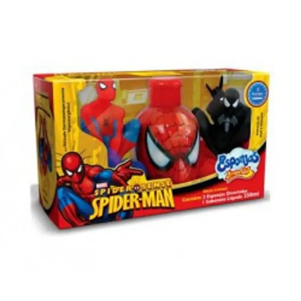 Kit Inf Spider Man 2 Esponjas Sabonete Líquido