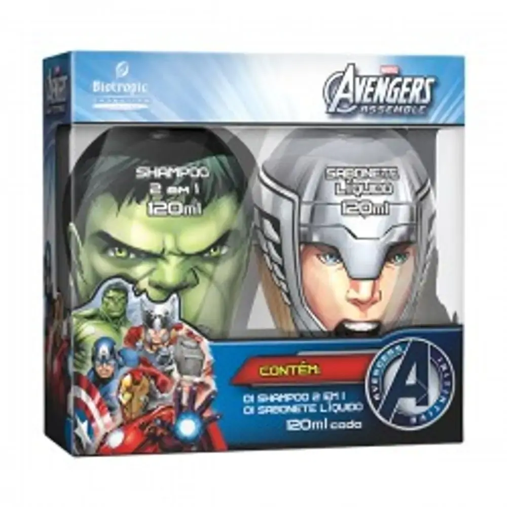 Kit Inf Avengers Cap Americ 2esponja Sab Liq 250ml