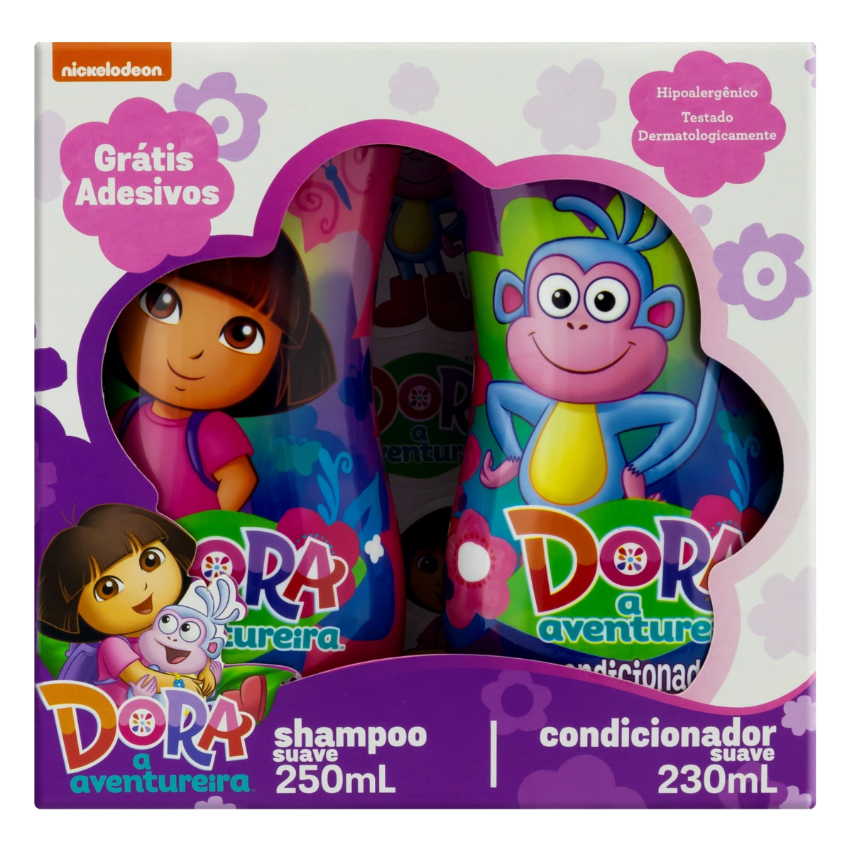 Kit Dora A Aventureira Shampoo 250ml + Condicionador 230ml + Adesivos