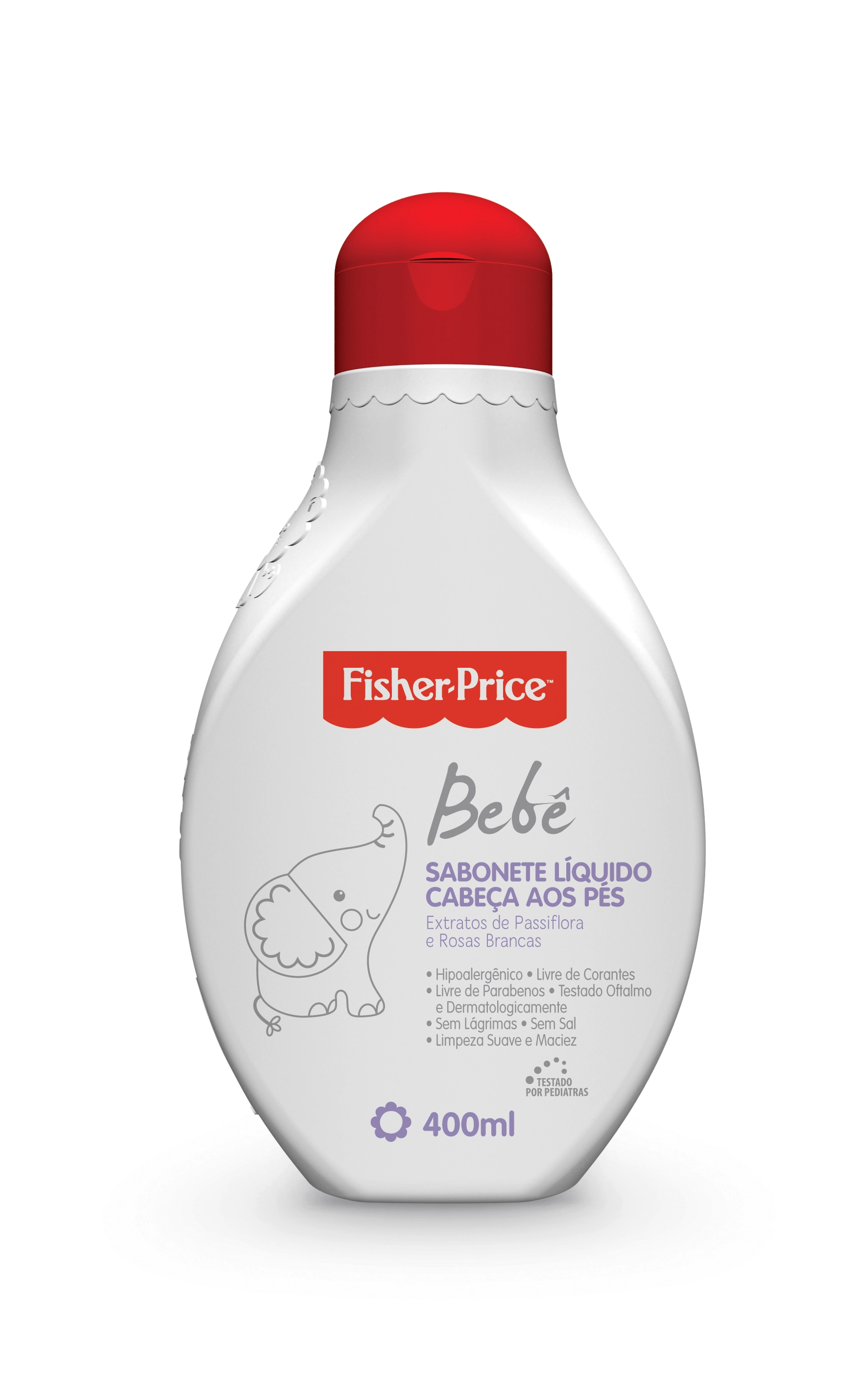 Sabonete Líquido Corporal Para Bebê Extrato De Passiflora E Rosas Brancas Fisher Price Frasco 400ml