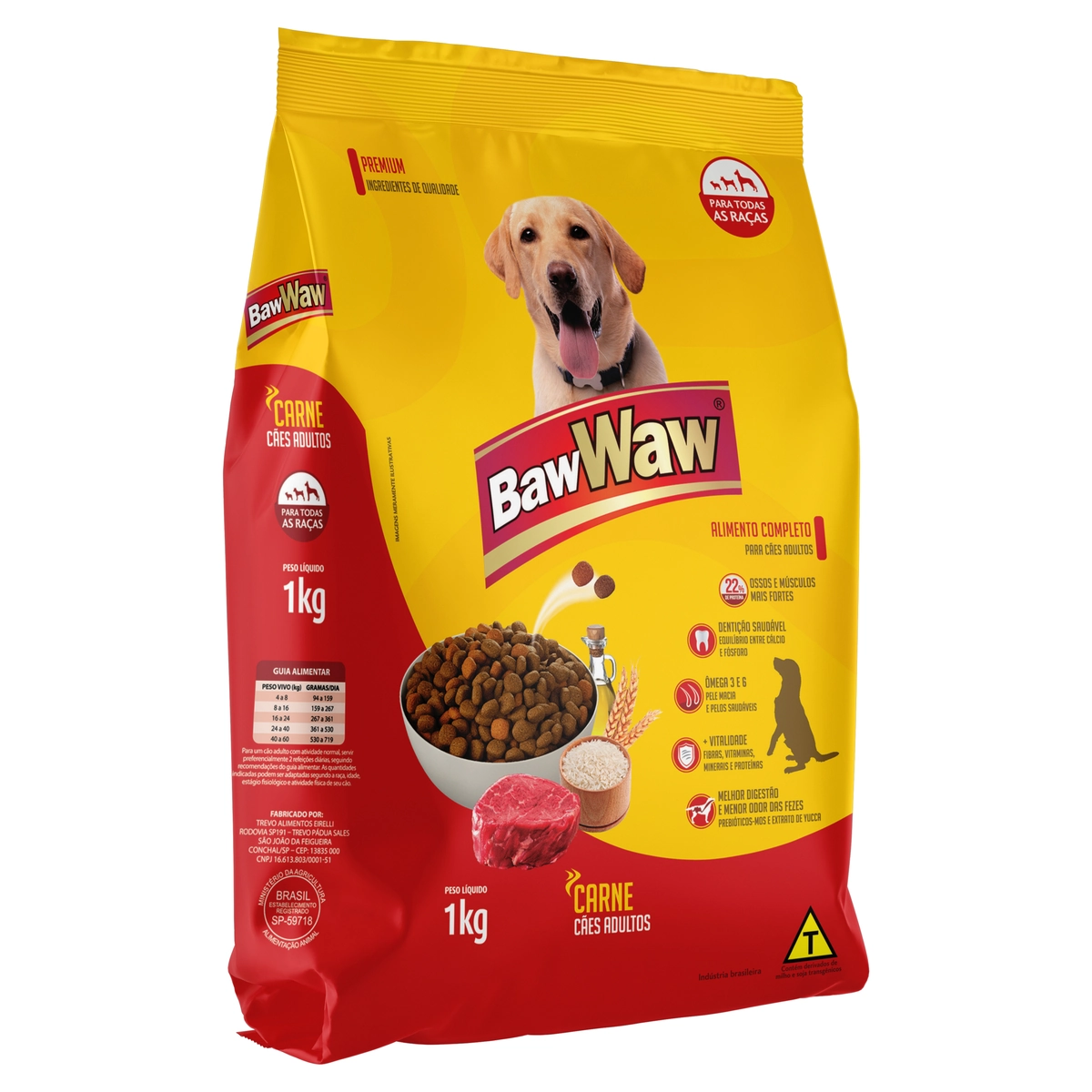 Alimento Para Cães Adultos Carne Baw Waw Pacote 1kg