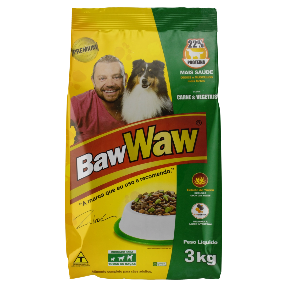 Alimento Para Cães Adultos Carne E Vegetais Baw Waw Pacote 3kg