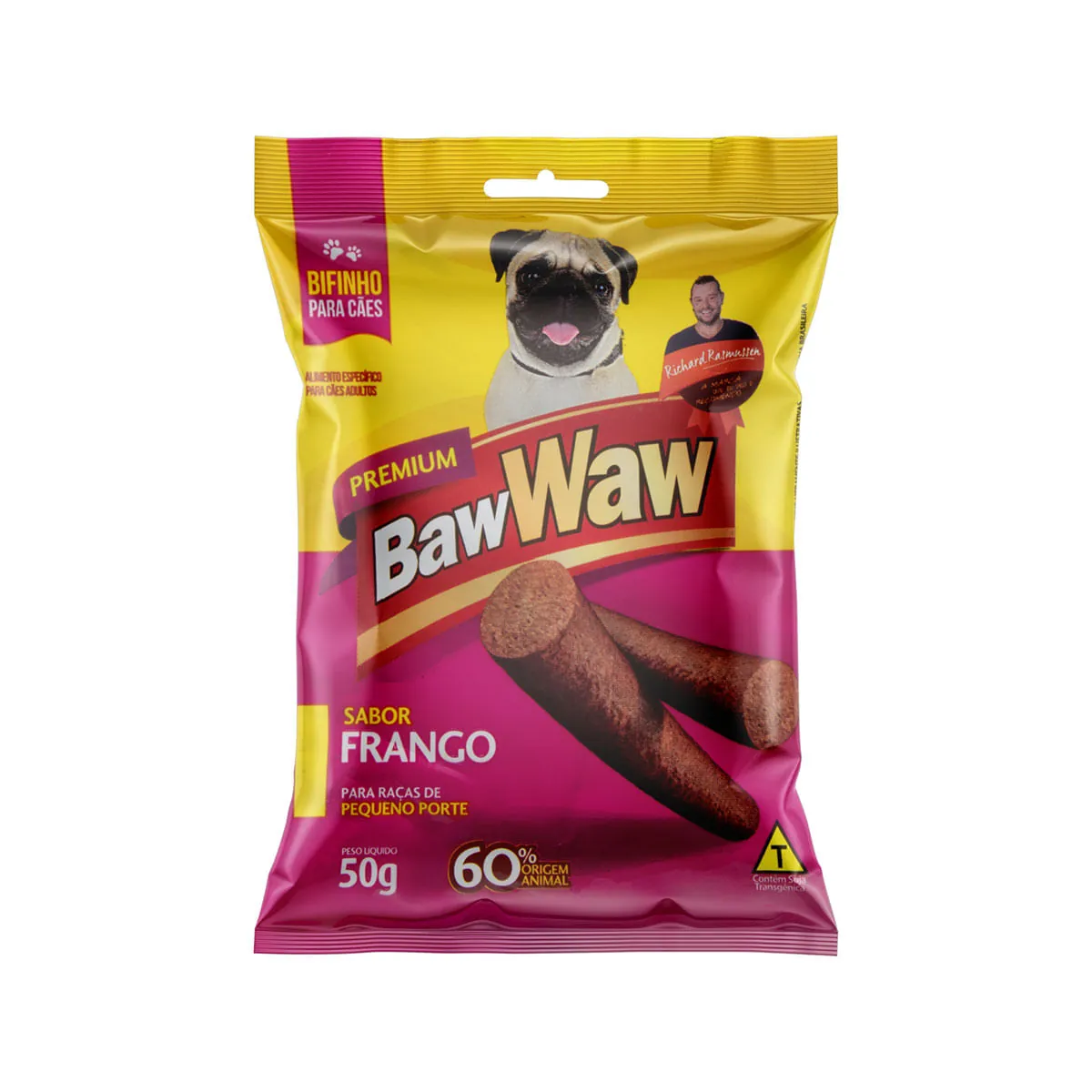 Bifinho Para Cães Adultos Raças Pequenas Frango Baw Waw Premium Pacote 50g