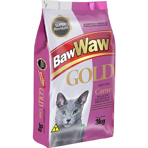 Ração Para Gatos Sabor Carne Gold Super Premium 3kg Baw Waw
