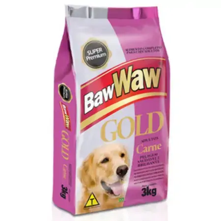 Rações Reis Baw Waw Cães Adultos Gold Super Premium Original Carne Pacote 7,5 Kg