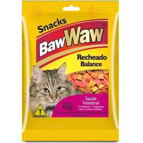 Snacks P/gatos Baw Waw Alim Recheado Balance 60grs