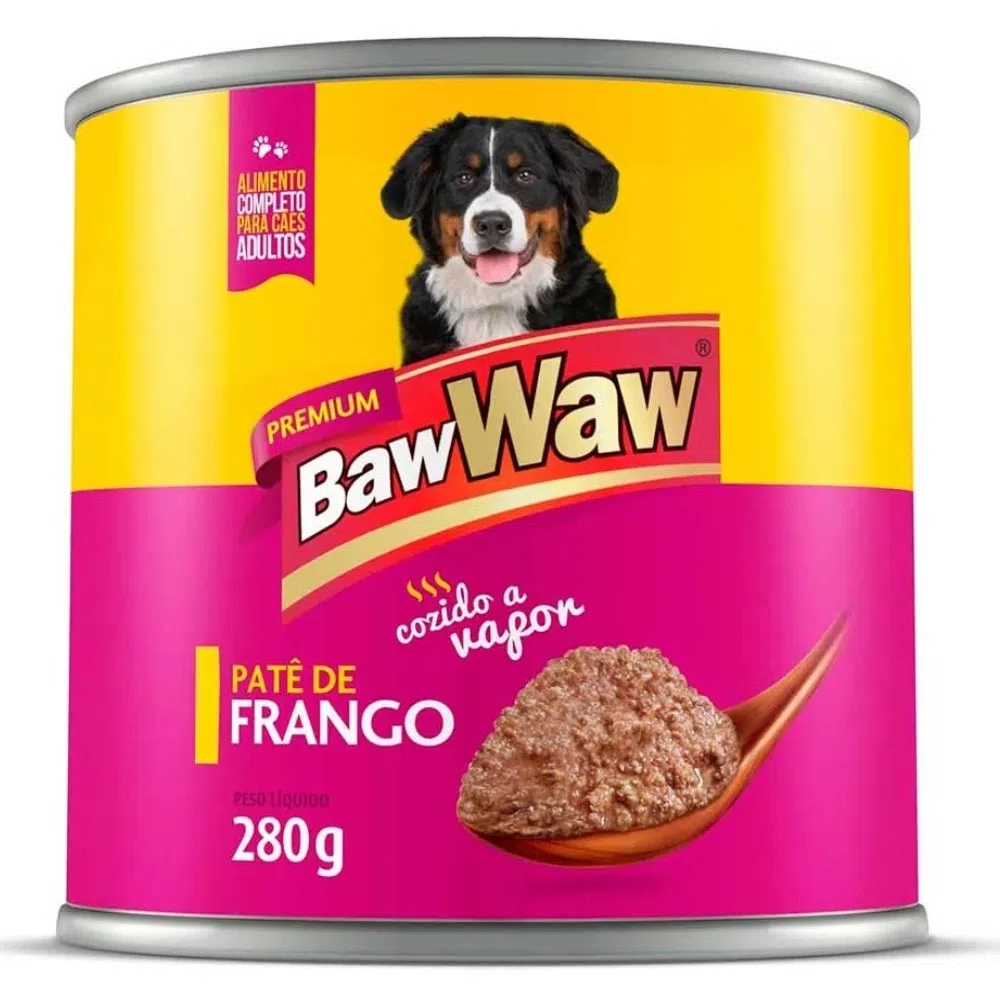 Lata Patê Cães Adultos Frango Baw Waw