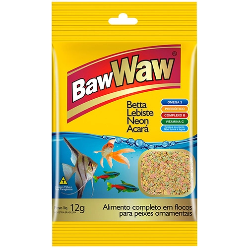 Alimento Para Peixe Betta Em Flocos Baw Waw