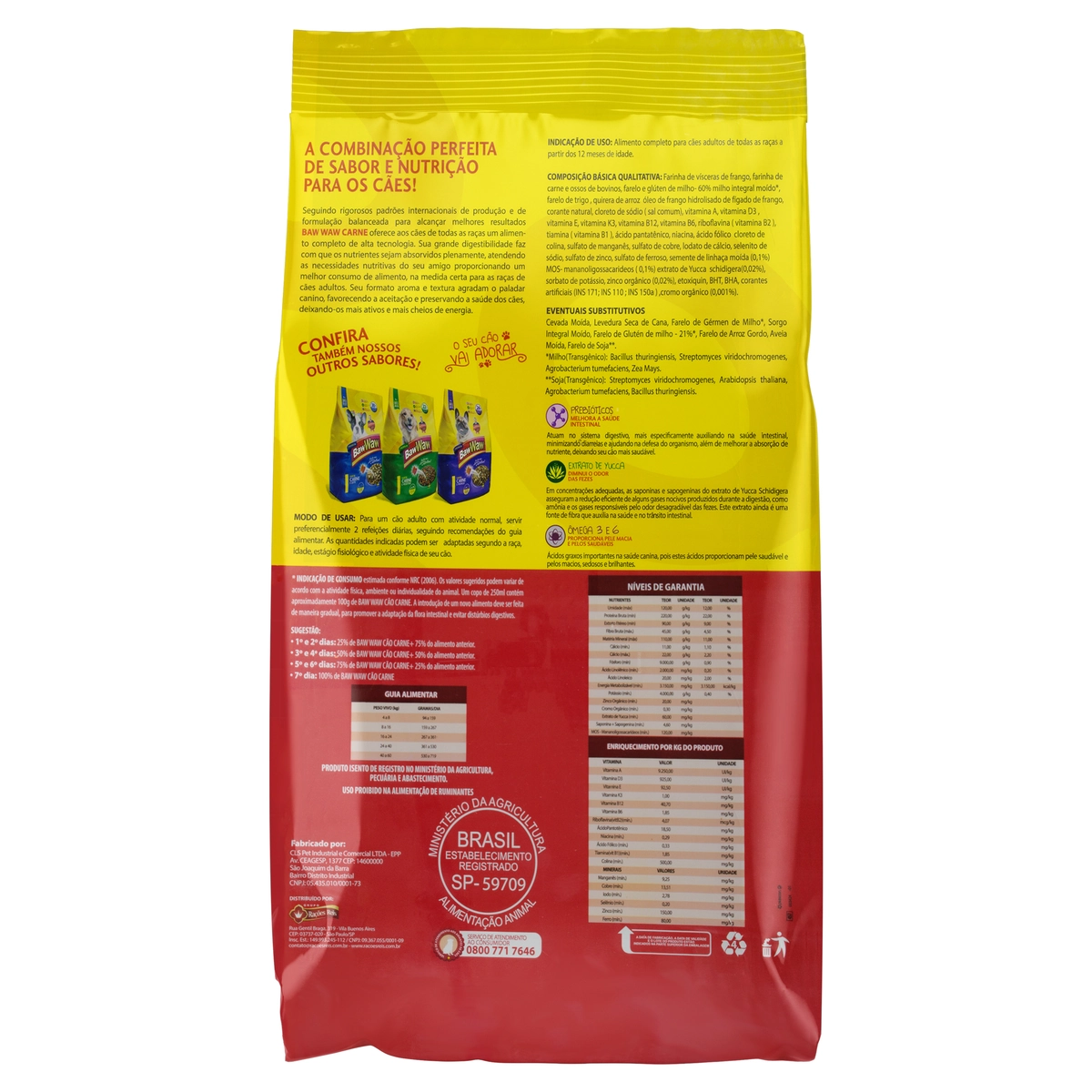 Ração BAW WAW Sabor Carne para Cães Adultos 6kg