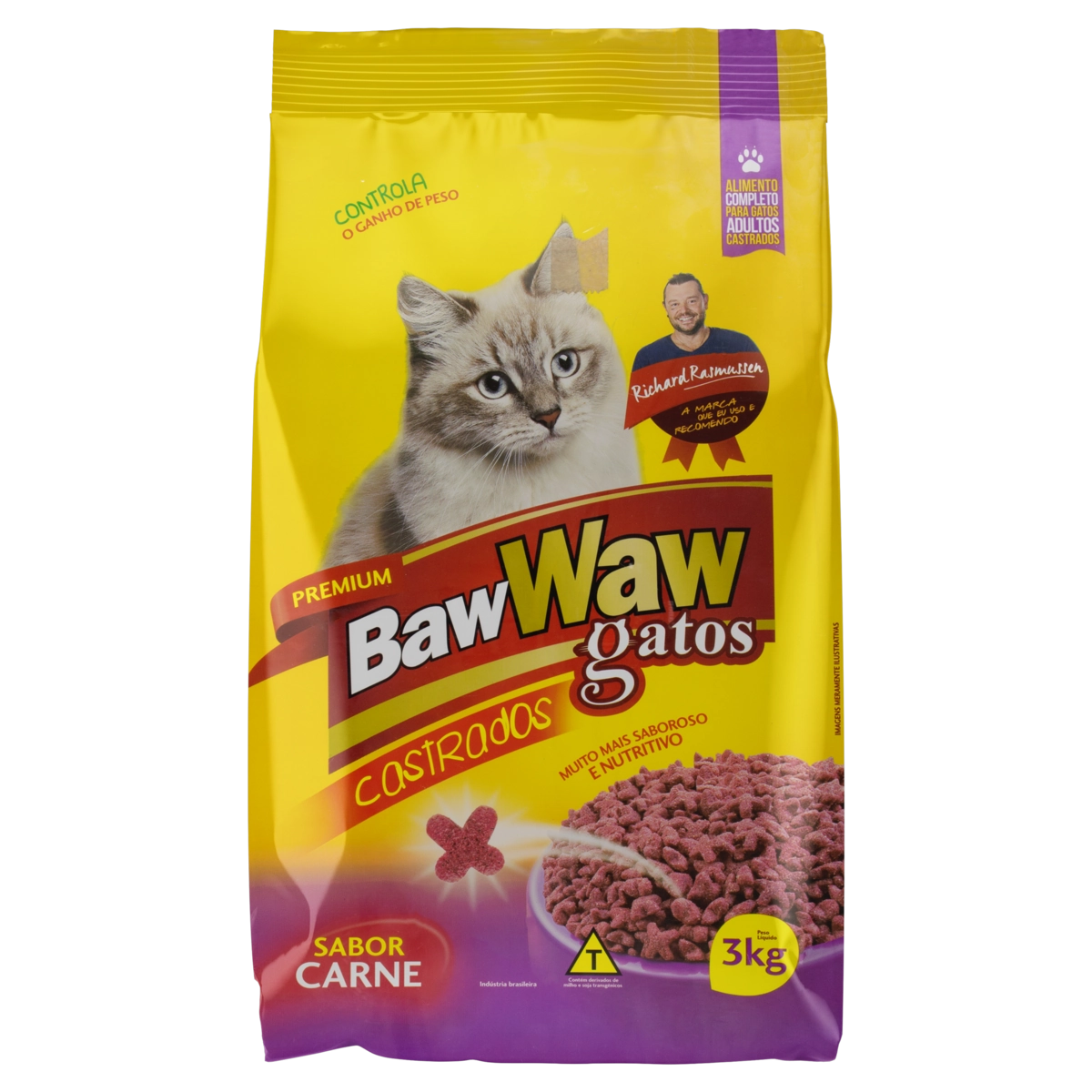 Alimento Para Gatos Adultos Carne Baw Waw Pacote 3kg