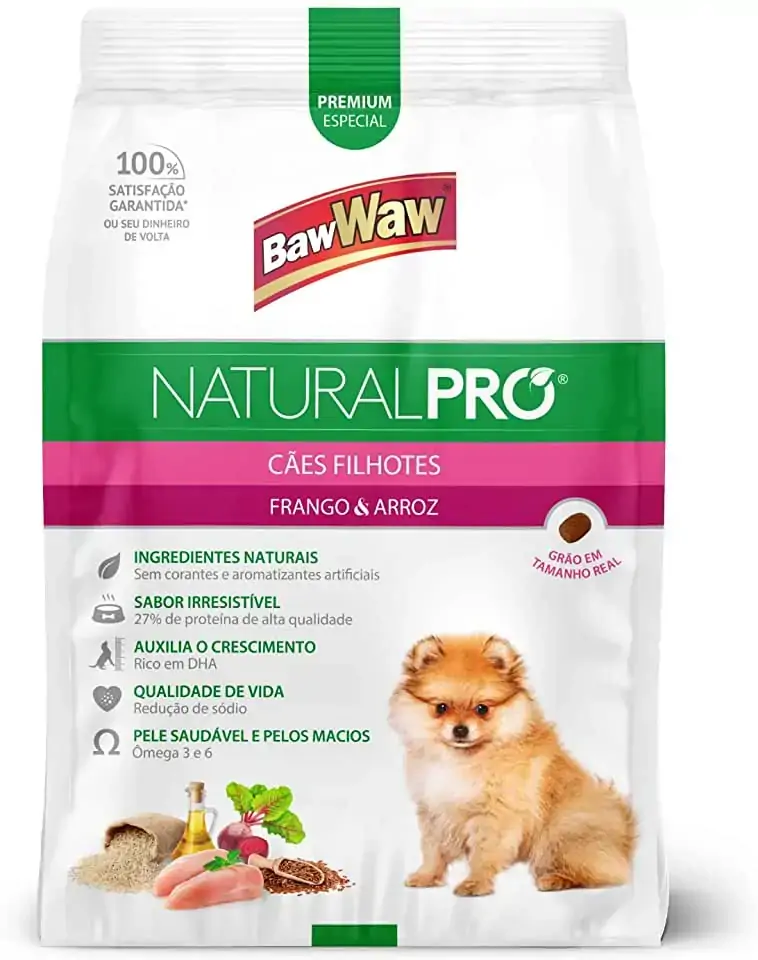 Racao Caes Baw Waw 1kg Natural Pro Frango/arroz Filh