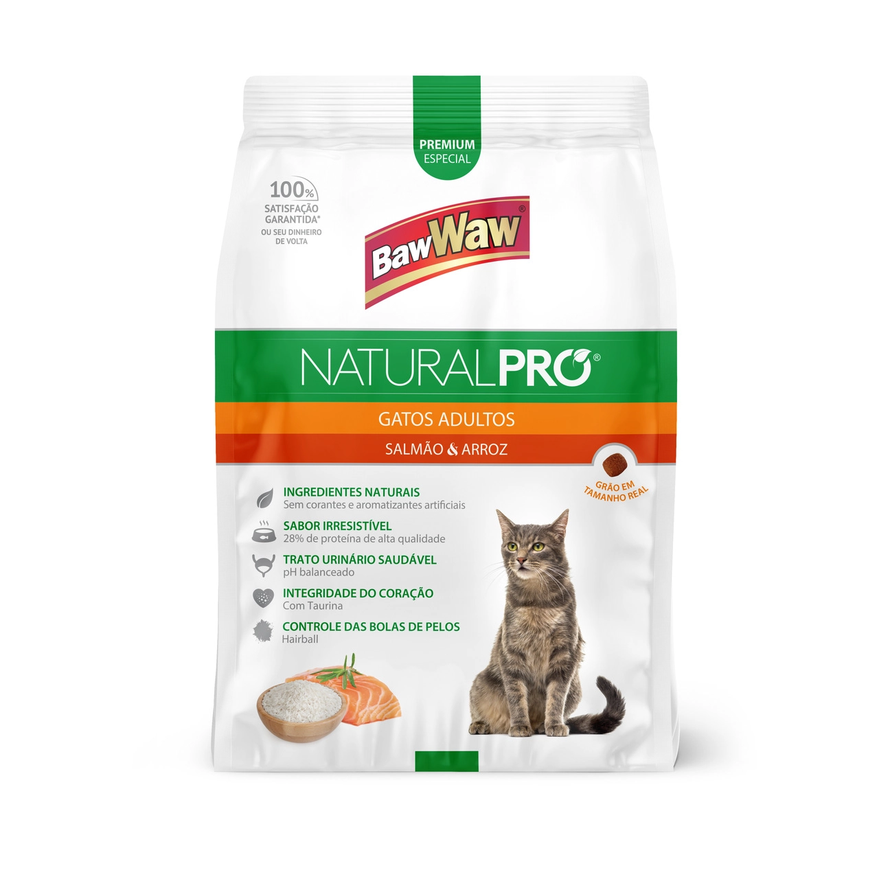 Racao Gatos Baw Waw 1kg Natural Pro Salmao/arroz