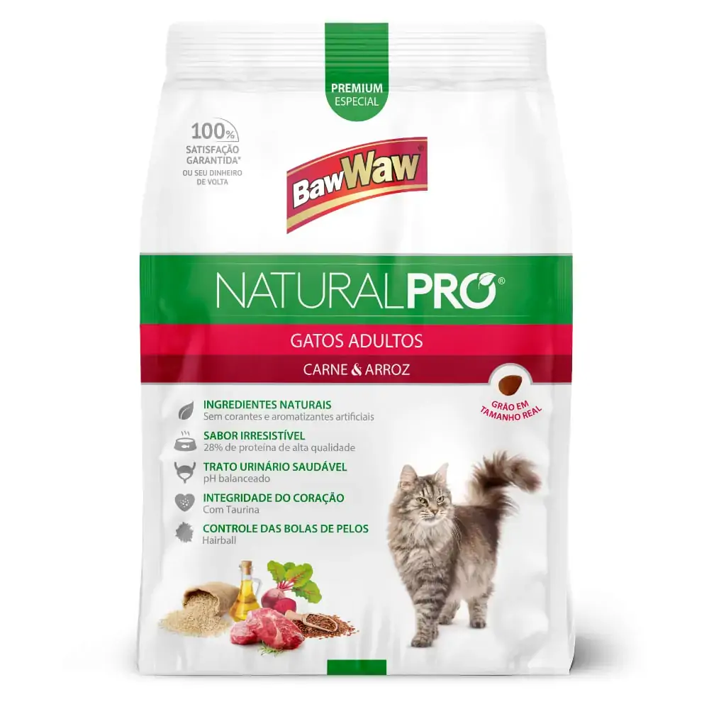 Racao Baw Waw Nat Pro P/ Gatos Car/az 500g
