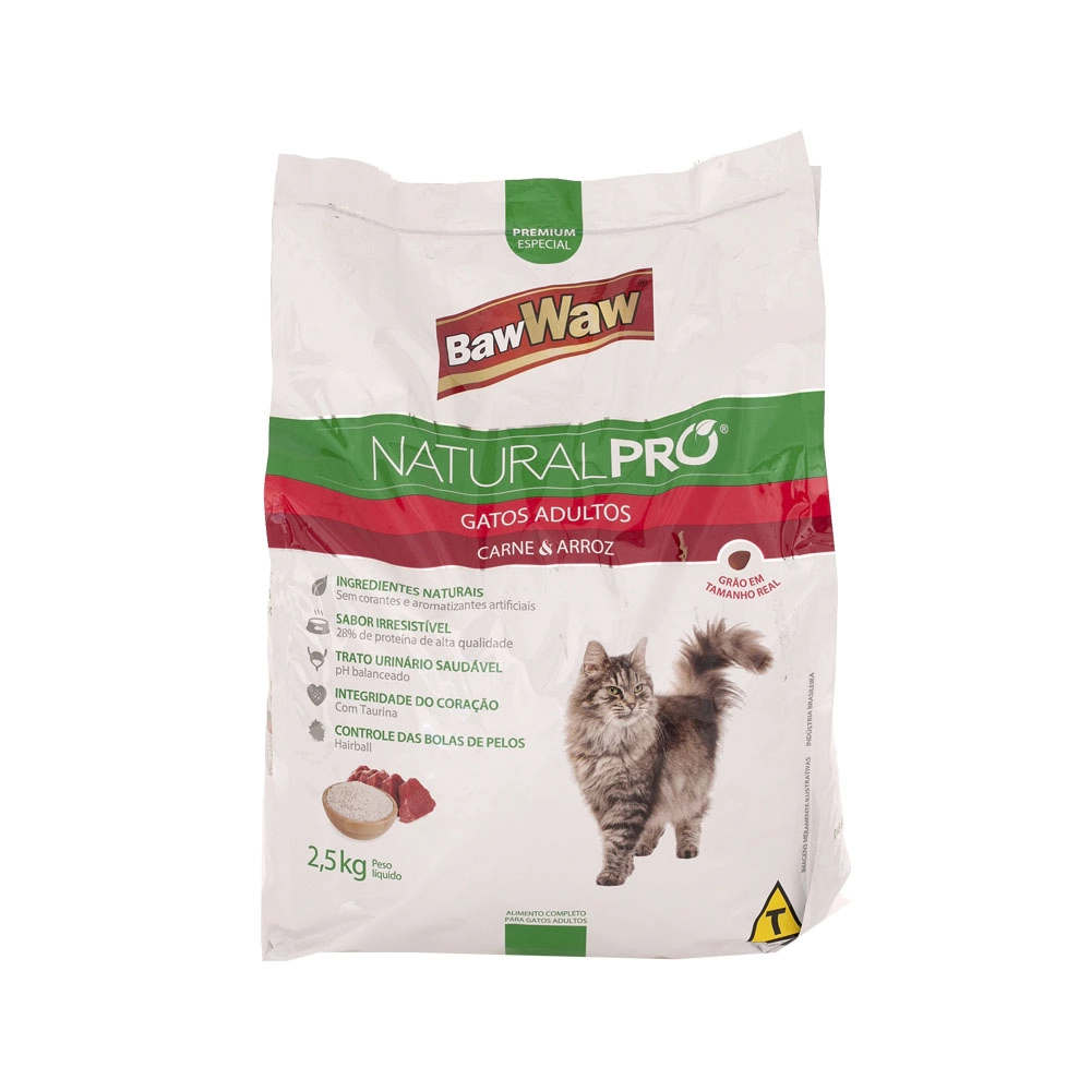 Alimento P/gatos Baw Waw 2,5kg Nat.pro Carne/arroz