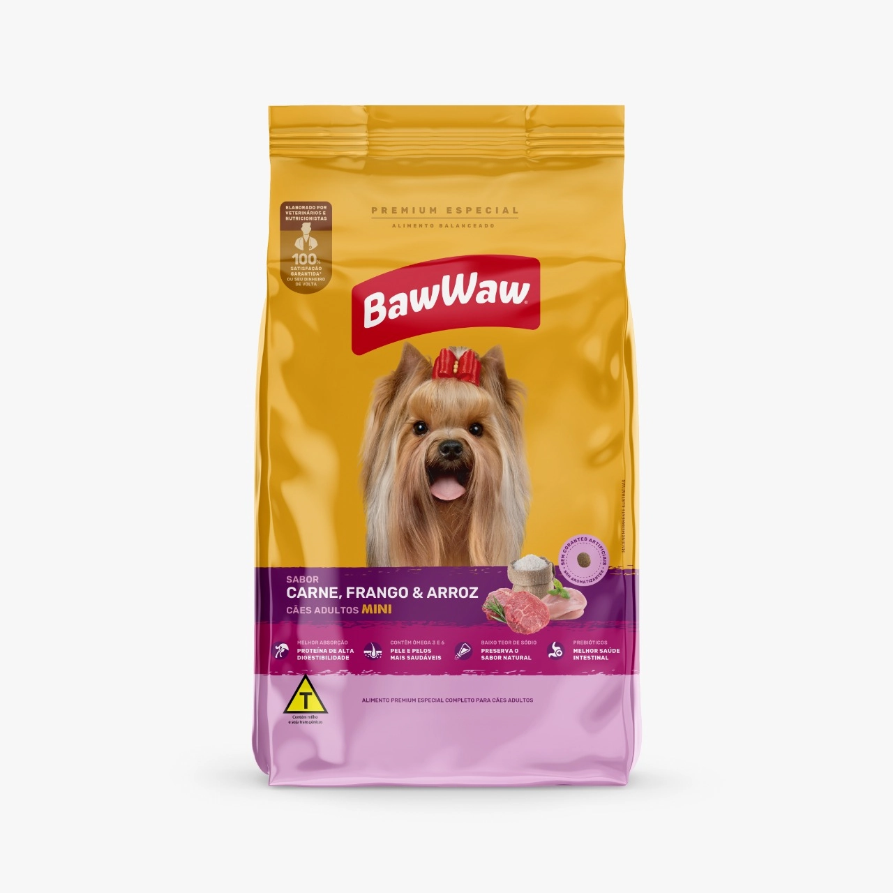 Alim Caes Baw Waw Ad Mini Carne, Frango E Arroz 900g