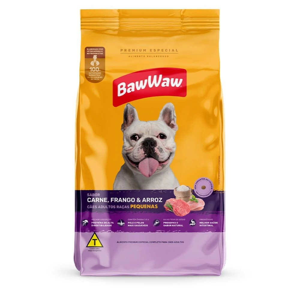 Racao Bawwaw Caes Adultos Racas Pequenas Carne E Frango 900g