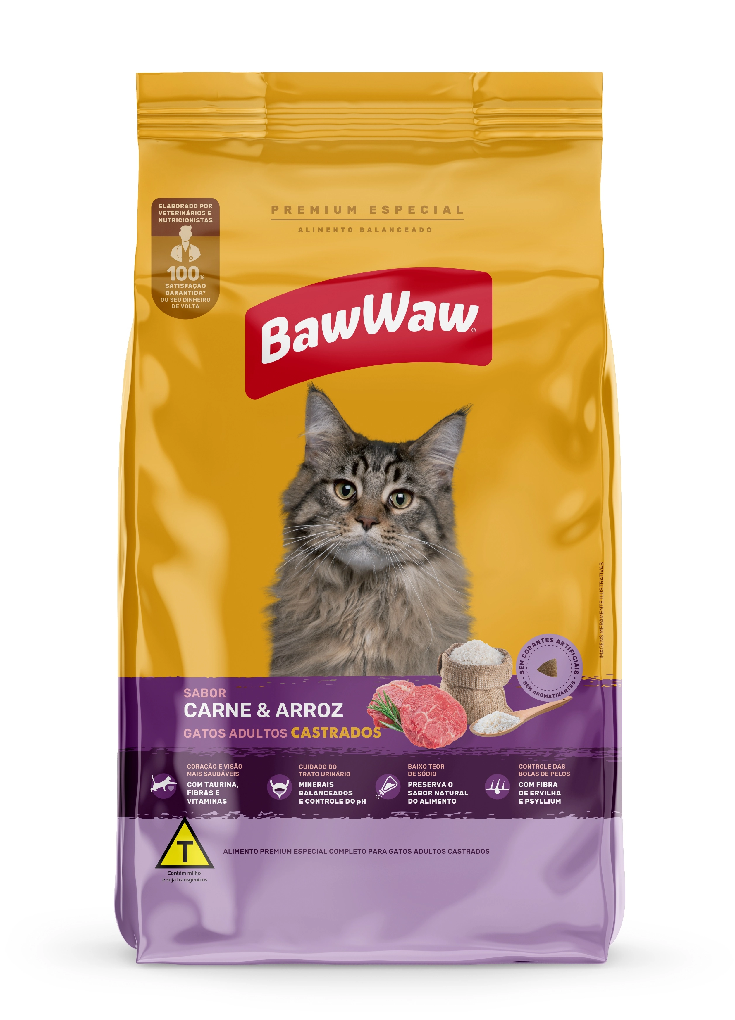 Racao Baw Waw P/ Gatos 900g Castrados Carne