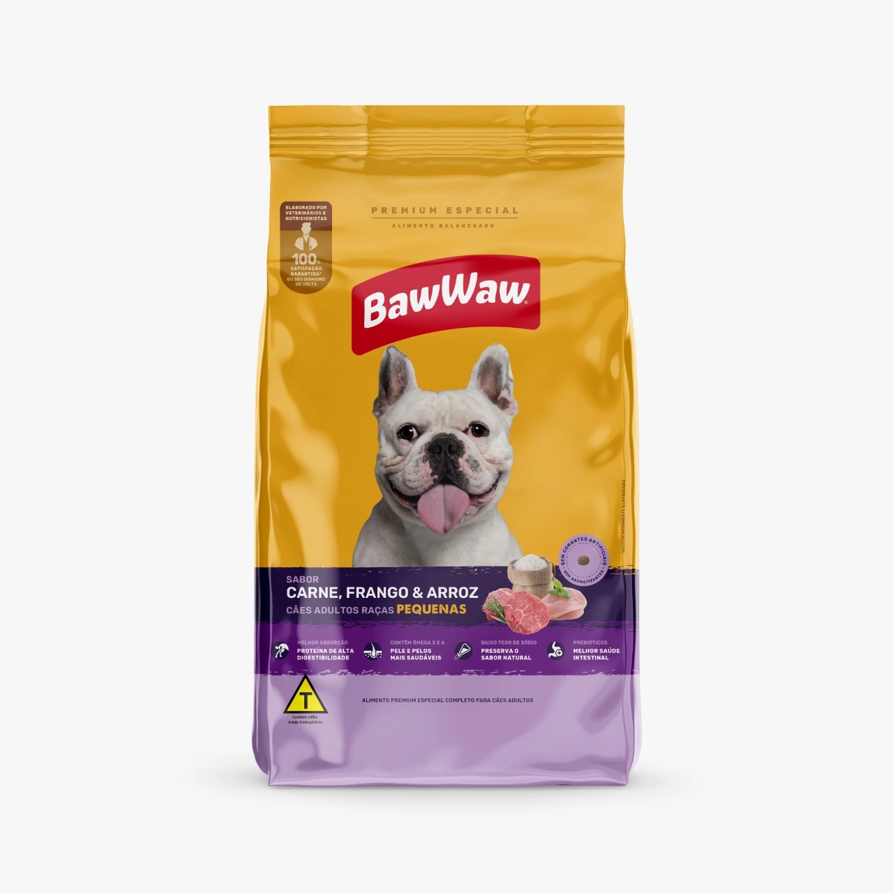 Racao Caes Baw Waw 15kg Carne Fgo Rpm
