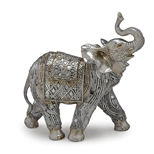 Figura Elefante Resina Prateado