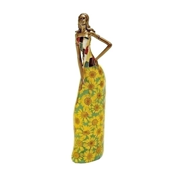 Escultura Btc Mulher Roupa Florida Amarela Na0178