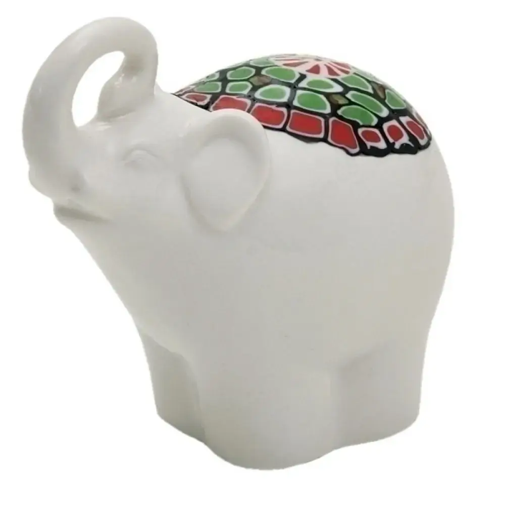 Elefante Branco Porcelana Pintado .