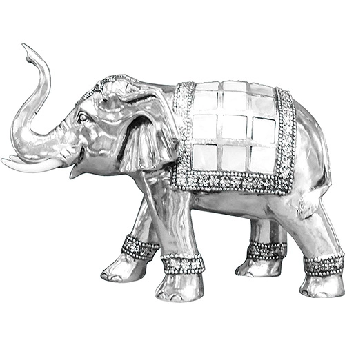 Elefante Decorativo De Resina Prata Btc