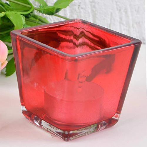 Castiçal De Vidro Vermelho .