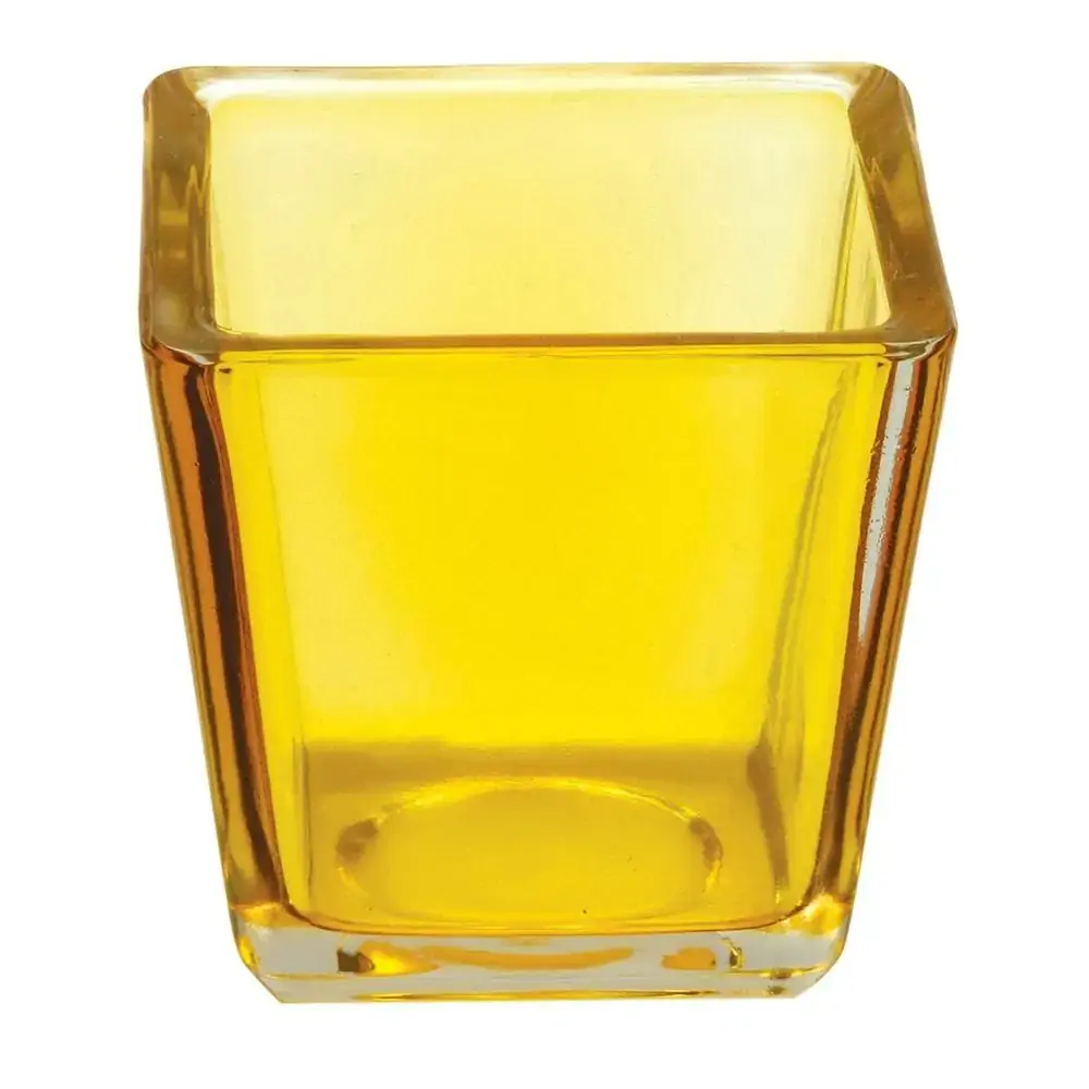 Castiçal De Vidro Amarelo .