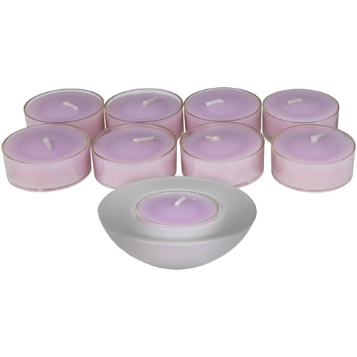 Velas Perfumadas Kit Com 9 Velas Rosa Castiçal De Vidro Btc Mp0062