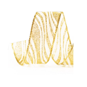 Fita Natal Voal Ondas Ouro 3,8x914cm Ref.1641124