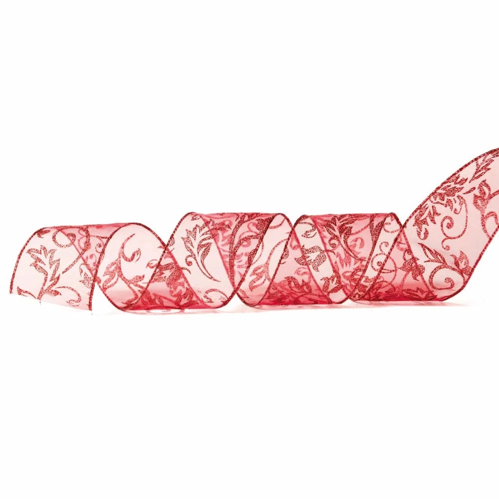 Fita Voal Folhas Vrm 6.3cm