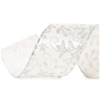 Fita Natal Folhas Prata 3,8x914cm R.1641421 Cromus