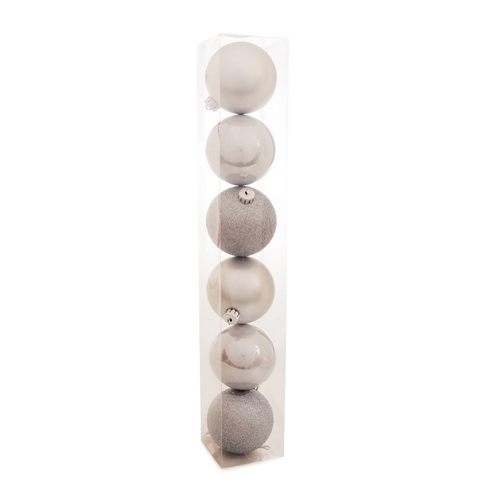 Bolas Sortidas Prata 8cm C/6