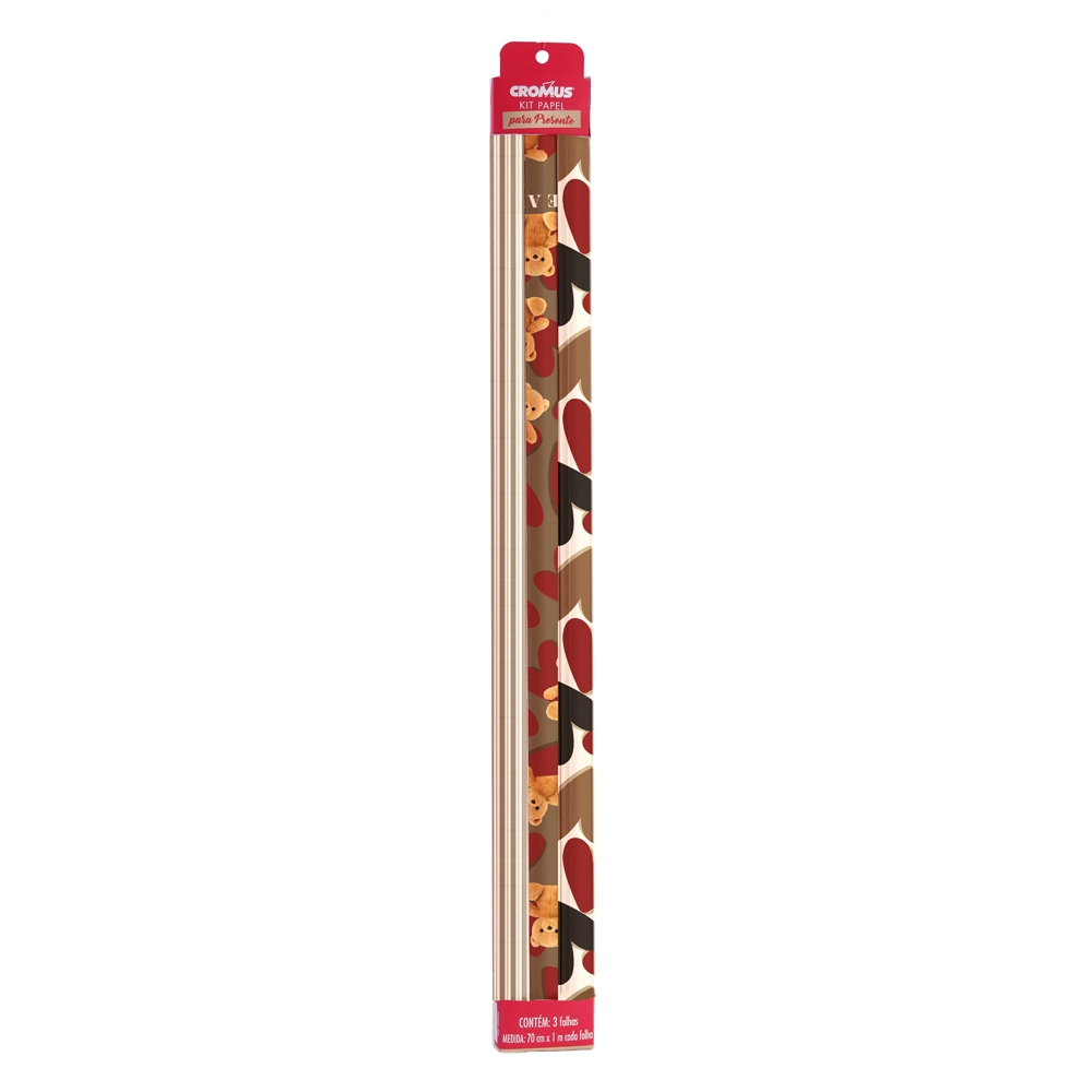 Kit Papel Presente Lamour 70x100cm 3un 12000251 Cromus
