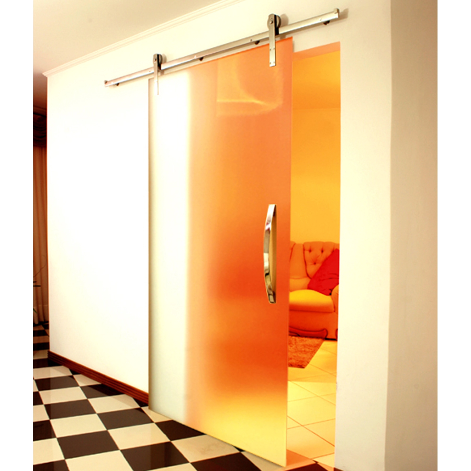 Kit para Porta de Correr Vidro 1,5m até 50kg Inox Escovado