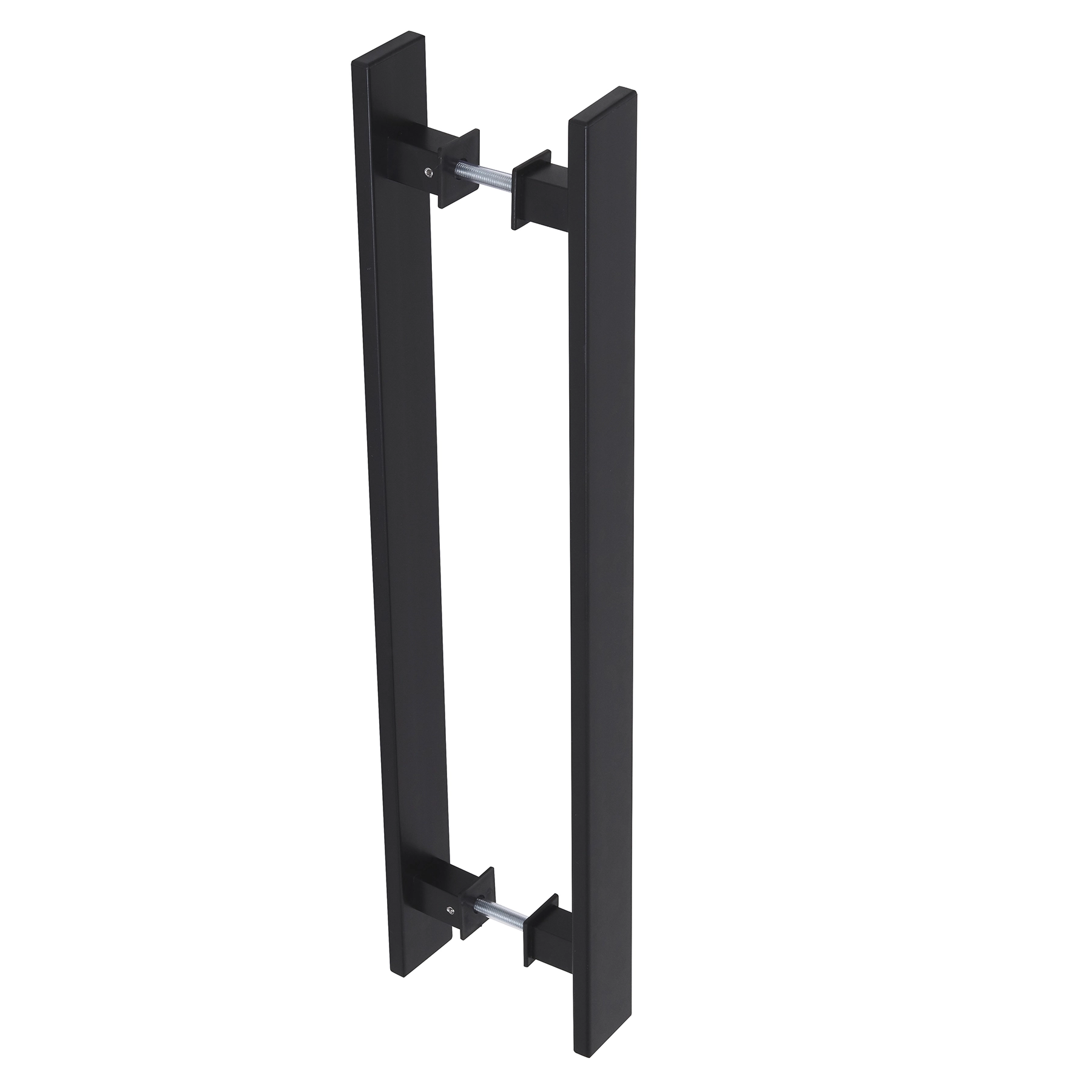 Puxador de Porta Pivotante e de Correr de Madeira e Vidro em Alumínio Preto Barra Reta 50cm Geris Eco